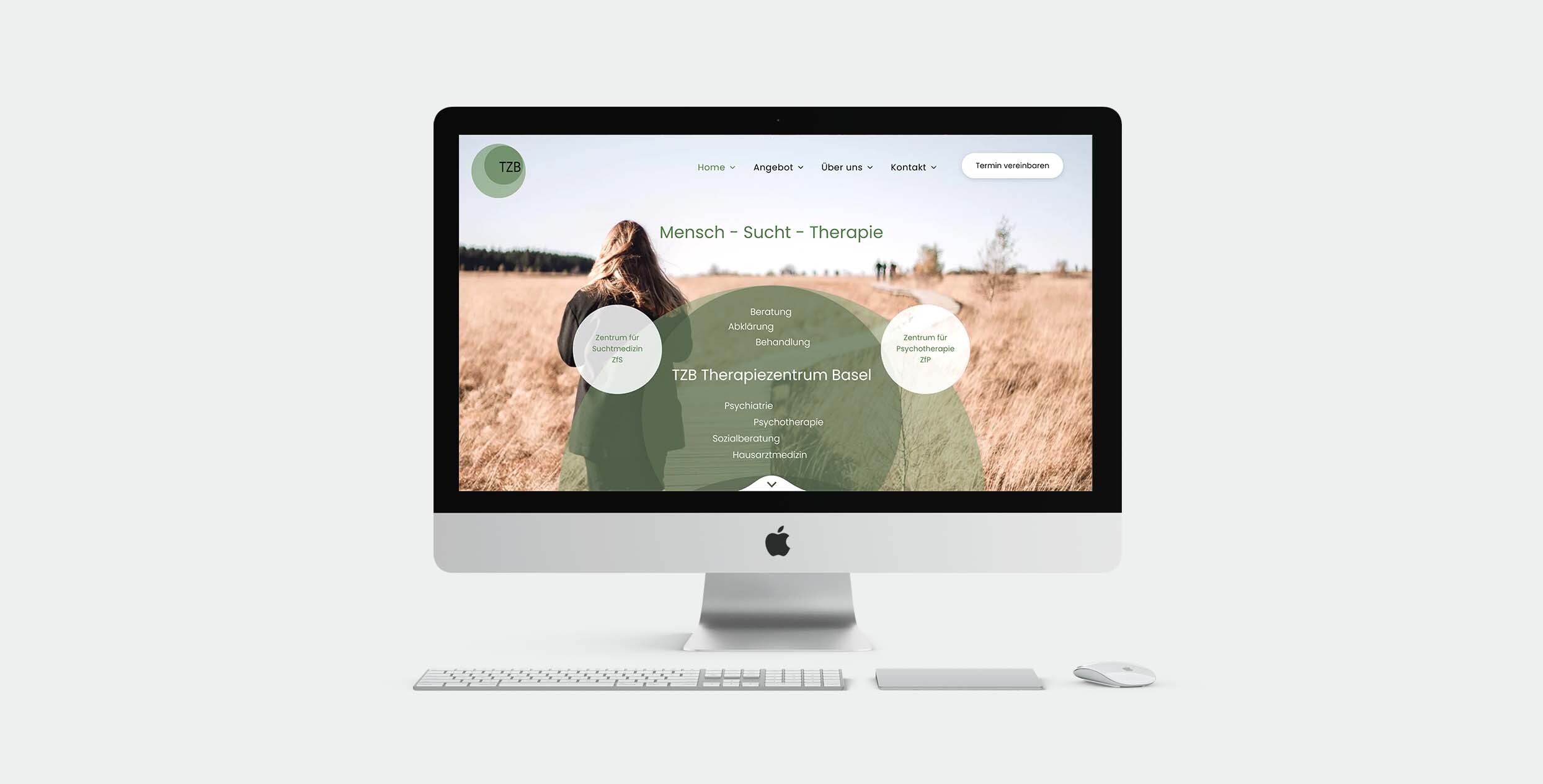 Ein Computer, der die Website vom TZB zeigt