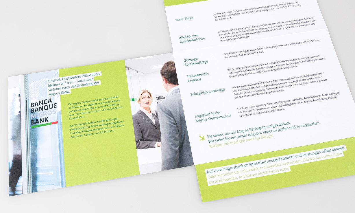 Eine Mailung für die Migros Bank